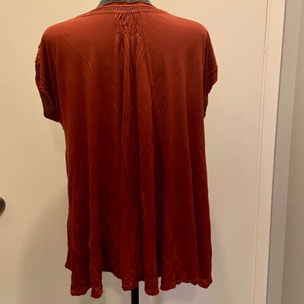 Free People Boho Abagail Tunic Top with Lace Detail in Rust - Picture 8 of 10